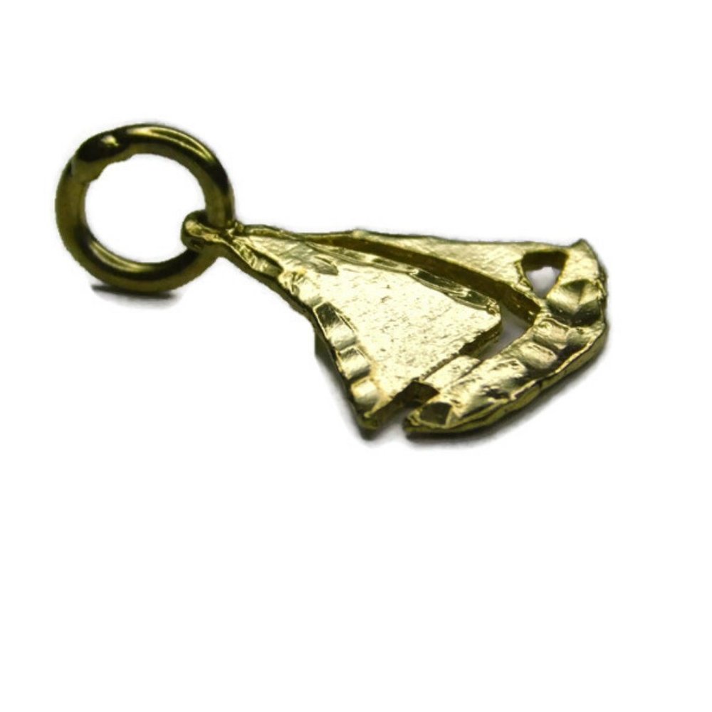 14k Yellow Gold Sail Boat pendant Charm - Picture 2 of 5